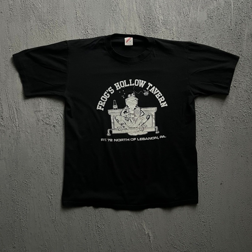 Vintage Frogs Hollow Tavern Shirt Large Black 1990s Lebanon PA